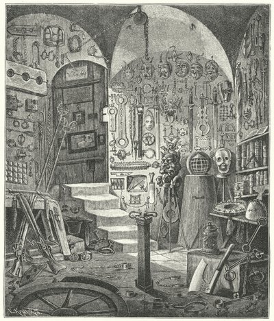 Sammlung von Antiquitäten im Zusammenhang mit Verbrechen und Bestrafung auf der Burg Nürnberg von German School