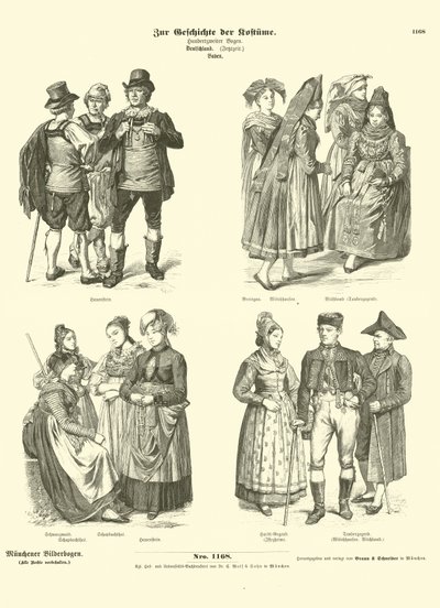 Kostüme aus Baden, Deutschland, 19. Jahrhundert von German School