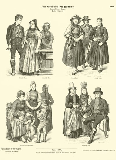 Kostüme aus Baden, Deutschland, 19. Jahrhundert von German School