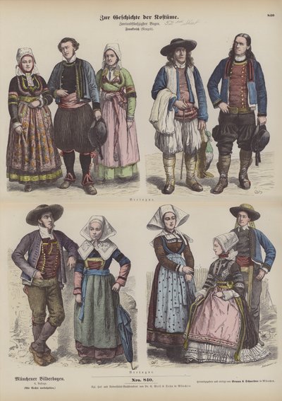Tracht der Bretagne, Ende des 19. Jahrhunderts von German School