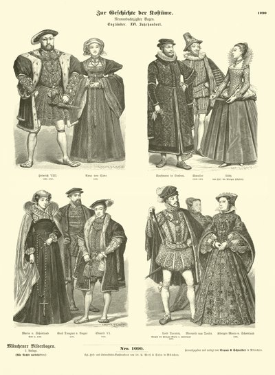 Kostüme des englischen und schottischen Königshauses und Adels, 16. Jahrhundert von German School