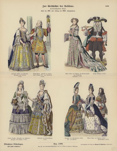 Kostüme des Adels und der Königsfamilie, späte 17. und frühe 18. Jahrhundert von German School