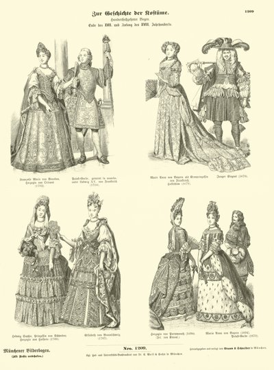 Kostüme des Königshauses und des Adels, spätes 17. und frühes 18. Jahrhundert von German School