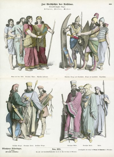 Kostüme der alten Assyrer, Perser und Meder von German School
