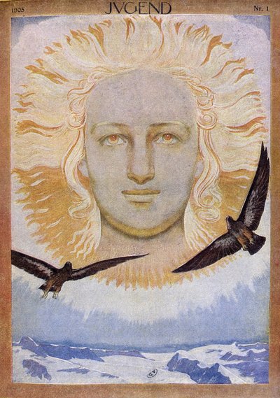 Titelblatt von „Jugend“, deutsche Zeitschrift, die die Sonne darstellt von German School