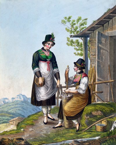 Melkerinnen in den Alpen bei Tegernsee, frühes 19. Jahrhundert von German School