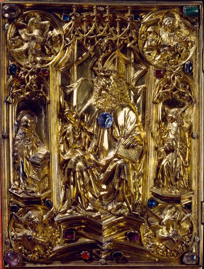 Das Reichsevangeliar Engel und Symbole der vier Evangelisten. Das Evangelium von Aachen. 8. Jahrhundert von German School