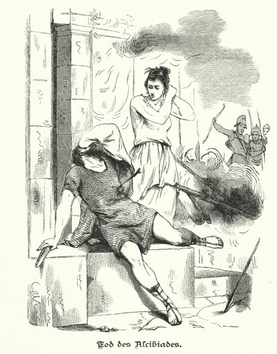 Tod des Alkibiades, 404 v. Chr. (Gravur) von German School