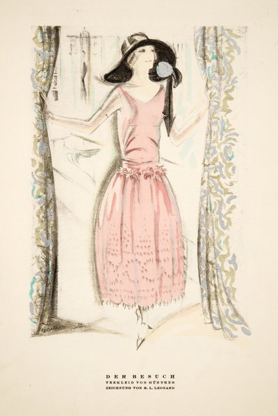 Der Besuch, Teekleid von Gunther, aus Styl, veröffentlicht 1922 von German School