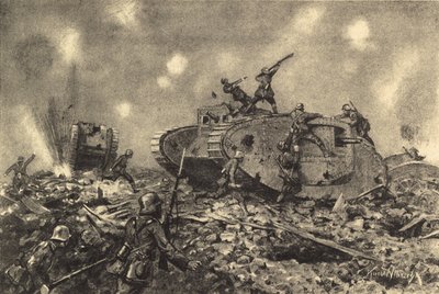 Zerstörung englischer Panzer durch deutsche Truppen von German School