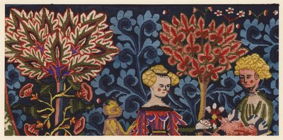 Detail aus Der Garten der Liebe, Wandteppich aus dem Elsass von German School