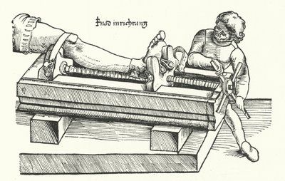Vorrichtung zum Richten eines verletzten Beins von German School