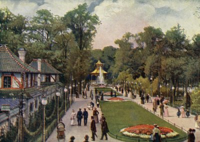 Dreisternpromenade, Zoologischer Garten Berlin, Deutschland (Farblithografie) von German School