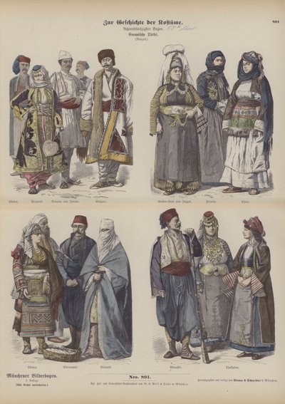 Osteuropäische Kostüme (farbige Gravur) von German School