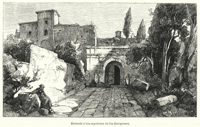 Eingang zum Grab der Scipios, Rom (Lithografie) von German School