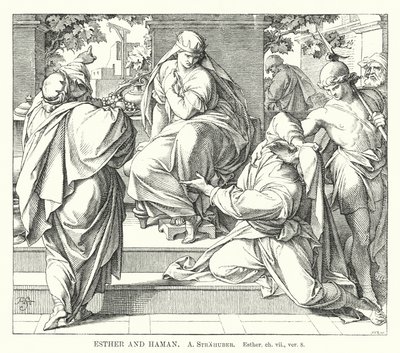 Esther und Haman, Esther, Kap. vii, Vers 8 von German School