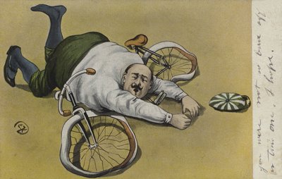 Dicker Mann, vom Fahrrad gefallen von German School