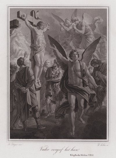 Vater vergib ihnen! Christus am Kreuz (Gravur) von German School