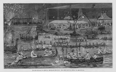 Feierlichkeiten auf der Alster in Hamburg zur Eröffnung des Kieler Kanals (Kaiser-Wilhelm-Kanal), Deutschland von German School