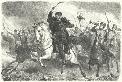 Feldmarschall Blücher in der Schlacht von Ligny von German School