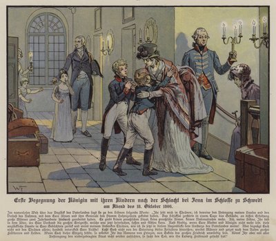 Erstes Treffen zwischen Königin Louise von Preußen und ihren Kindern nach der Schlacht bei Jena, im Schloss Schwedt von German School