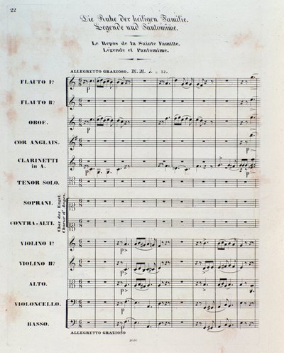 Erste Seite der Partitur für Die Flucht nach Ägypten, op. 25, Ouvertüre von Hector Berlioz von German School