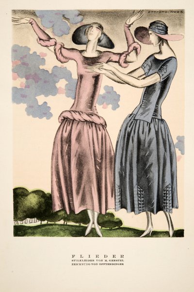 "Flieder", Anzeige für Bekleidung von M. Gerstel, aus Styl, veröffentlicht 1922 von German School