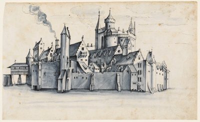 Befestigte Stadt von Wasser umgeben von German School