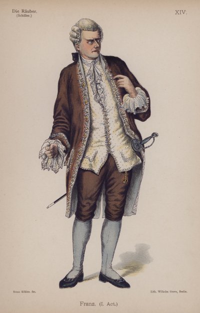 Franz, aus Die Räuber von Friedrich Schiller (Farblitho) von German School