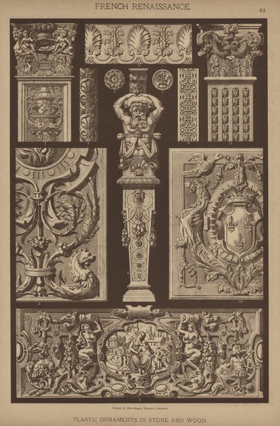 Französische Renaissance, plastische Ornamente in Stein und Holz von German School