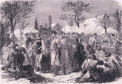 Französische flüchtige Soldaten in der Schweiz, Cassells Geschichte des Krieges zwischen Frankreich und Deutschland, veröffentlicht von Cassell and Company Limited, ca. 1890 von German School