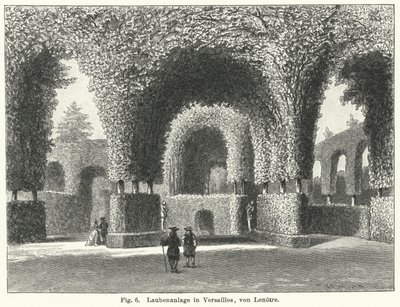 Gartengestaltung: Lauben in den Gärten von Versailles, Frankreich, angelegt von Andre le Notre im 17. Jahrhundert (Gravur) von German School