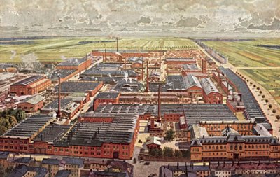 Gesamtansicht der Krupp Grusonwerk Rüstungswerke, Magdeburg, Deutschland von German School