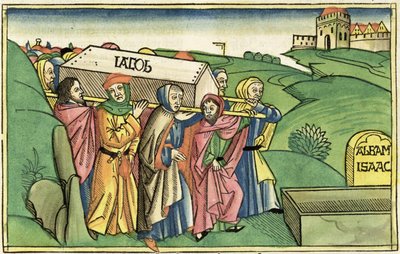 Genesis 49:28-33 Das Begräbnis Jakobs, aus der Nürnberger Bibel (Biblia Sacra Germanaica) von German School