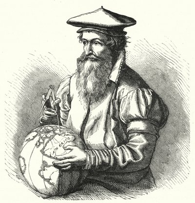 Gerardus Mercator, flämischer Geograph und Kartograph (Stich) von German School