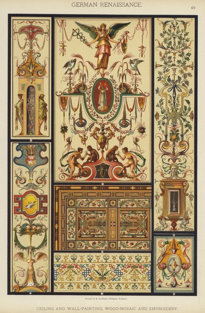Deutsche Renaissance, Decken- und Wandmalerei, Holz-Mosaik und Stickerei von German School