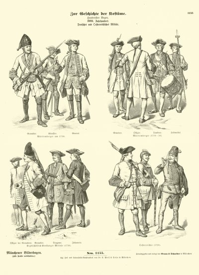 Deutsche und österreichische Militäruniformen, 18. Jahrhundert von German School