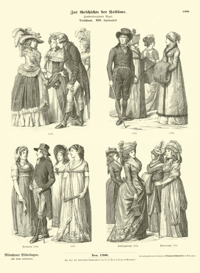 Deutsche Kostüme, spätes 18. Jahrhundert von German School