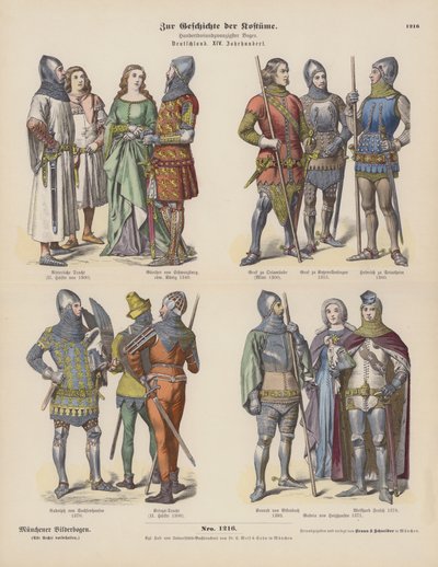 Deutsche Kostüme des 14. Jahrhunderts von German School