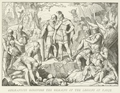 Germanicus entdeckt die Überreste der Legionen des Varus von German School