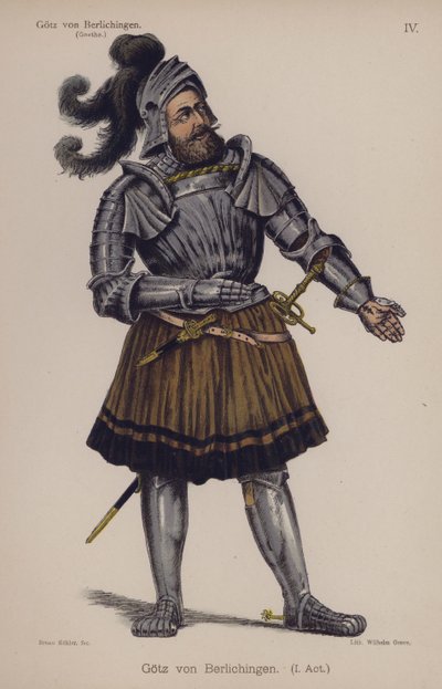 Götz von Berlichingen, Titelcharakter aus dem Stück von Goethe von German School