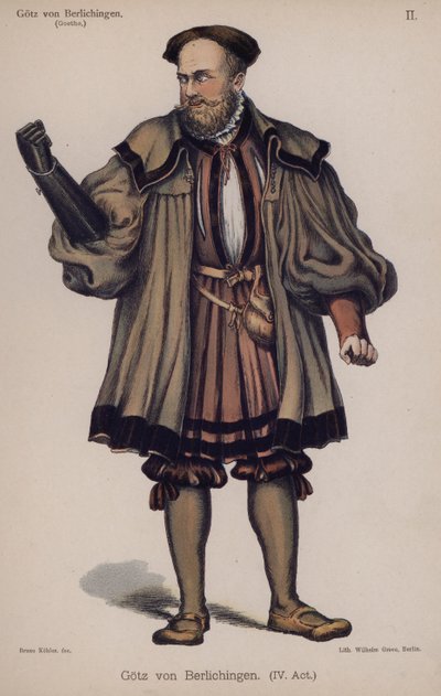 Götz von Berlichingen, Titelcharakter aus dem Stück von Goethe von German School