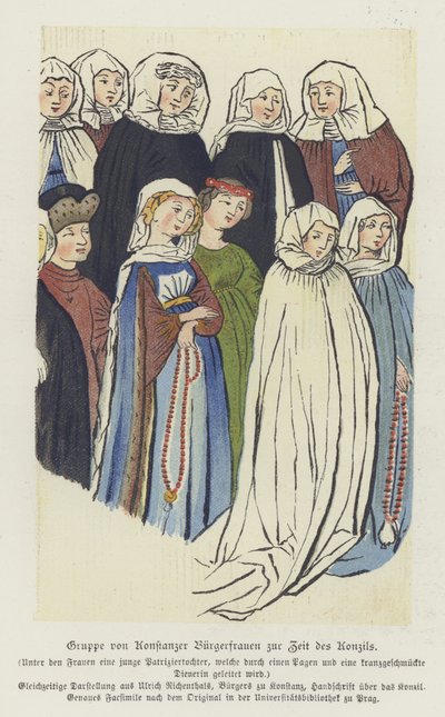 Gruppe von Frauen aus Konstanz zur Zeit des Konzils von Konstanz von German School
