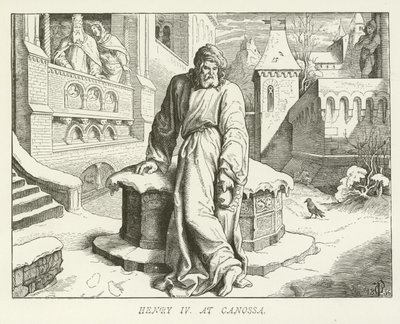 Heinrich IV. in Canossa von German School