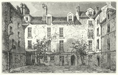Haus des französischen Dramatikers Jean Racine in der Rue du Marais in Paris (Stich) von German School