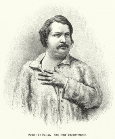 Honoré de Balzac, französischer Romanautor und Dramatiker (Lithografie) von German School