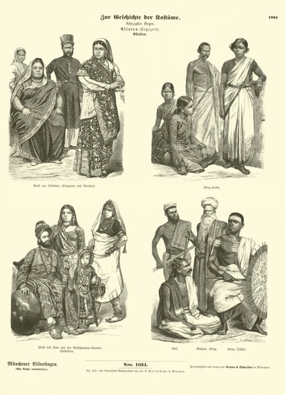 Indische Kostüme, spätes 19. Jahrhundert von German School