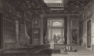 Innenraum eines römischen Hauses in Pompeji. Illustration für Bilder-Atlas von German School