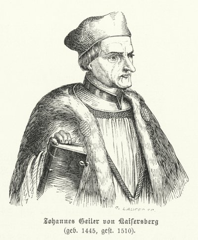 Johann Geiler von Kaisersberg, Schweizer Priester und Theologe (Gravur) von German School