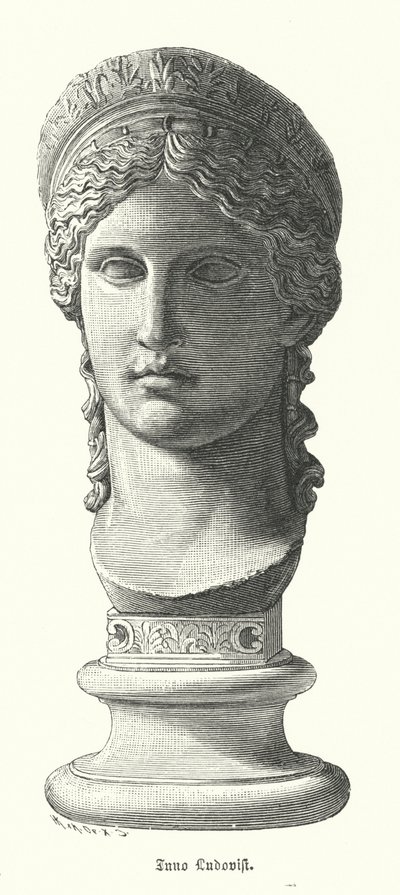 Juno Ludovisi, antiker römischer kolossaler Marmorkopf, der Antonina Minor, Tochter von Mark Anton und Octavia Minor, als Göttin Juno darstellt von German School